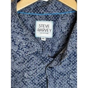 Steve Harvey Collection Button Down Shirt‎ Sleeve Shirt Men's XXL Blue